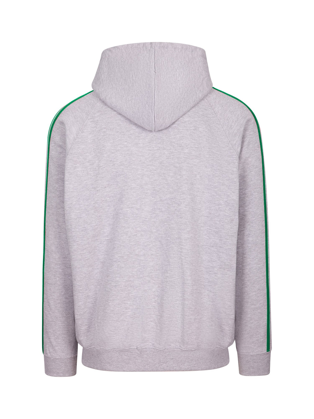 RAMO F600HZ Men’s Unbrushed Stripe Sleeve Hoodie — Grey Marl/Kelly Green back
