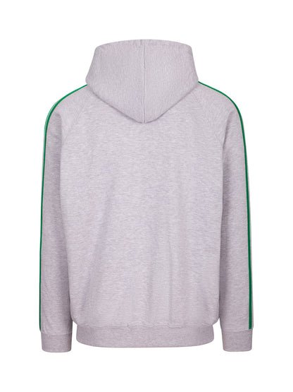RAMO F600HZ Men’s Unbrushed Stripe Sleeve Hoodie — Grey Marl/Kelly Green back