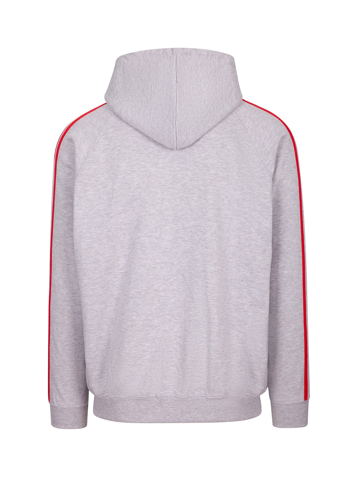 RAMO F600HZ Men’s Unbrushed Stripe Sleeve Hoodie — Grey Marl/Red back