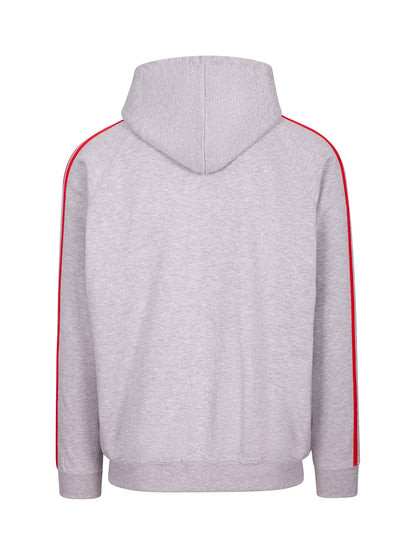 RAMO F600HZ Men’s Unbrushed Stripe Sleeve Hoodie — Grey Marl/Red back
