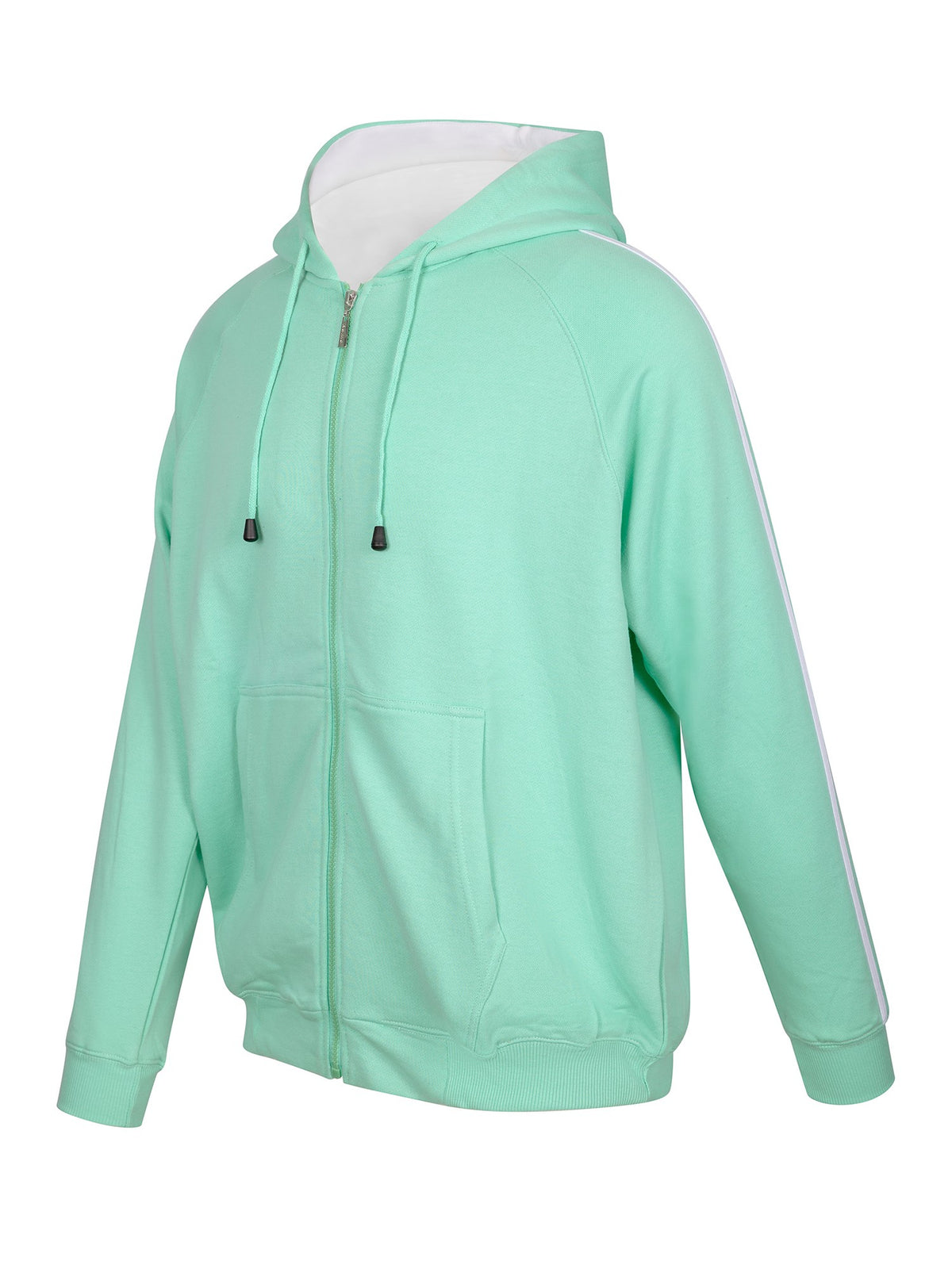 RAMO F600HZ Men’s Unbrushed Stripe Sleeve Hoodie — Fresh Mint/White side