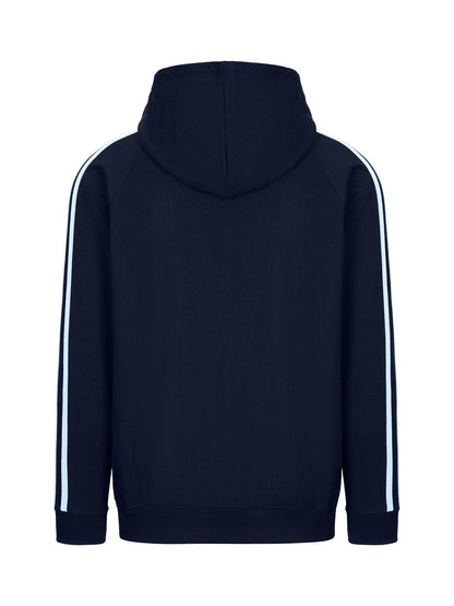RAMO F600HZ Men’s Unbrushed Stripe Sleeve Hoodie — Navy/Sky Blue back