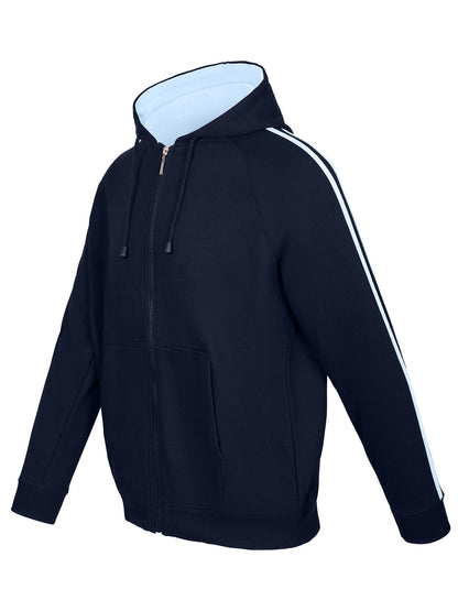 RAMO F600HZ Men’s Unbrushed Stripe Sleeve Hoodie — Navy/Sky Blue side