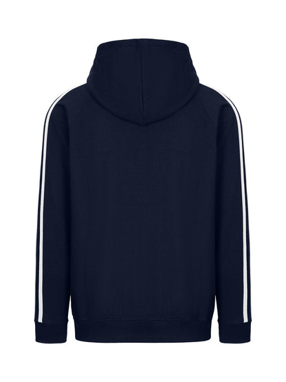 RAMO F600HZ Men’s Unbrushed Stripe Sleeve Hoodie — Navy/White back