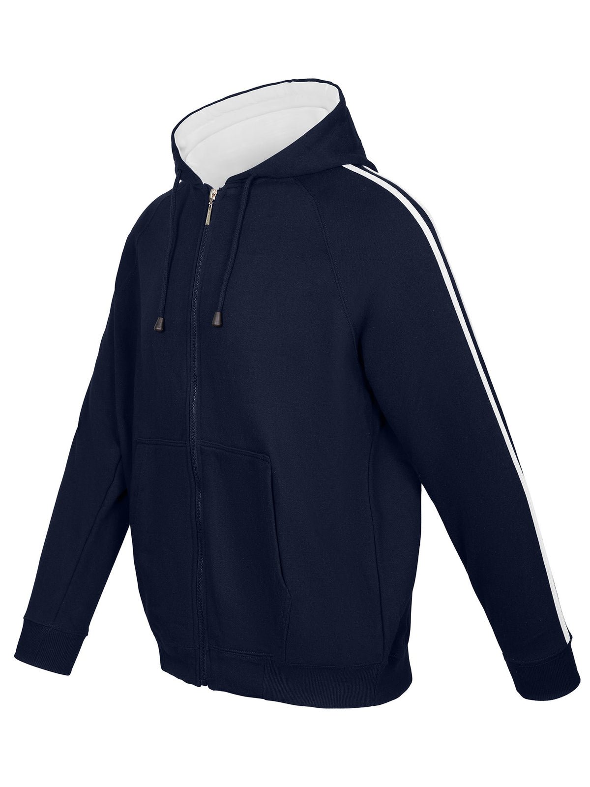 RAMO F600HZ Men’s Unbrushed Stripe Sleeve Hoodie — Navy/White side