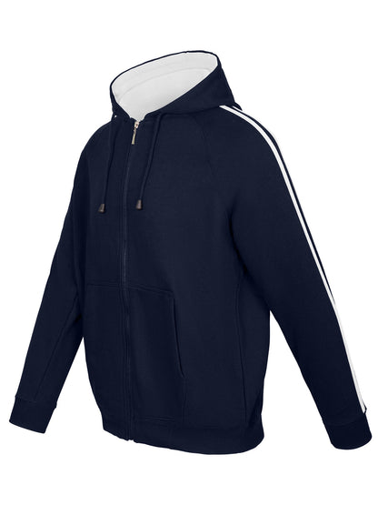 RAMO F600HZ Men’s Unbrushed Stripe Sleeve Hoodie — Navy/White side