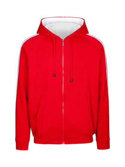 RAMO F600HZ Men’s Unbrushed Stripe Sleeve Hoodie — Red/White front