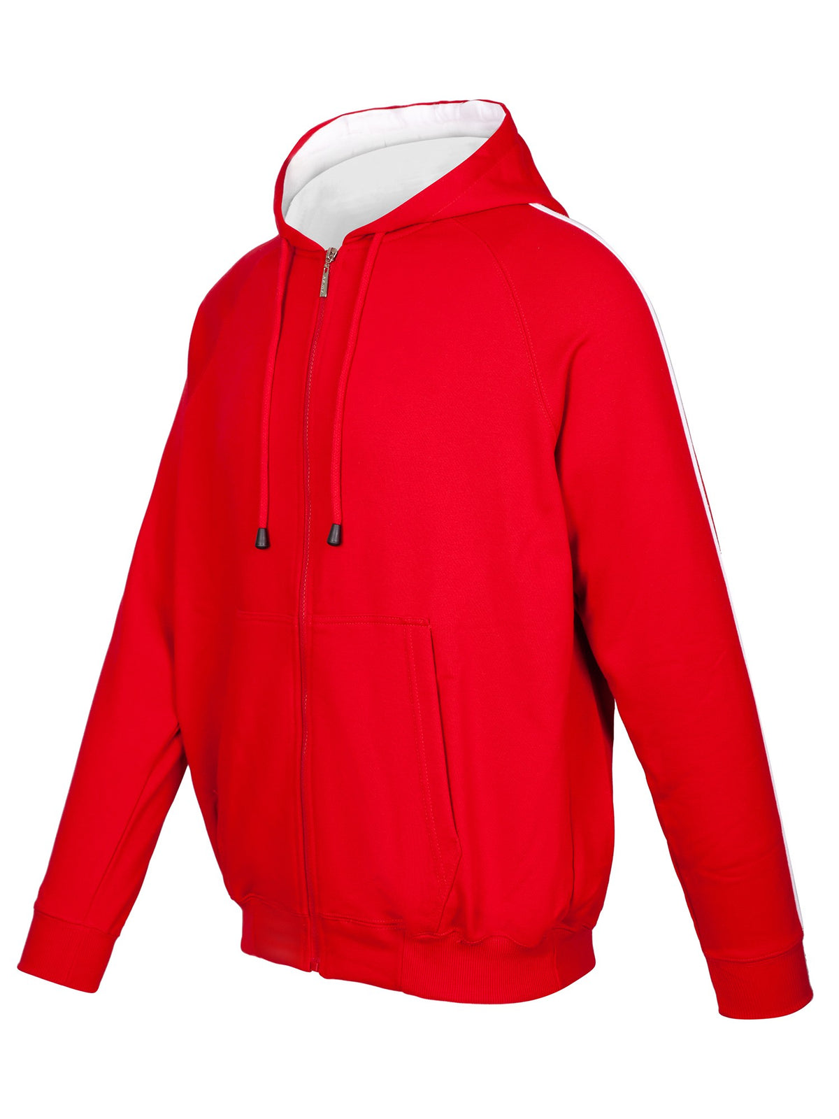 RAMO F600HZ Men’s Unbrushed Stripe Sleeve Hoodie — Red/White side