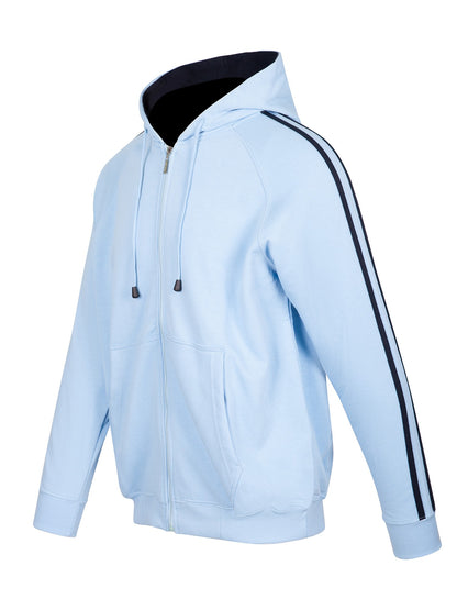 RAMO F600HZ Men’s Unbrushed Stripe Sleeve Hoodie — Sky Blue/Navy side