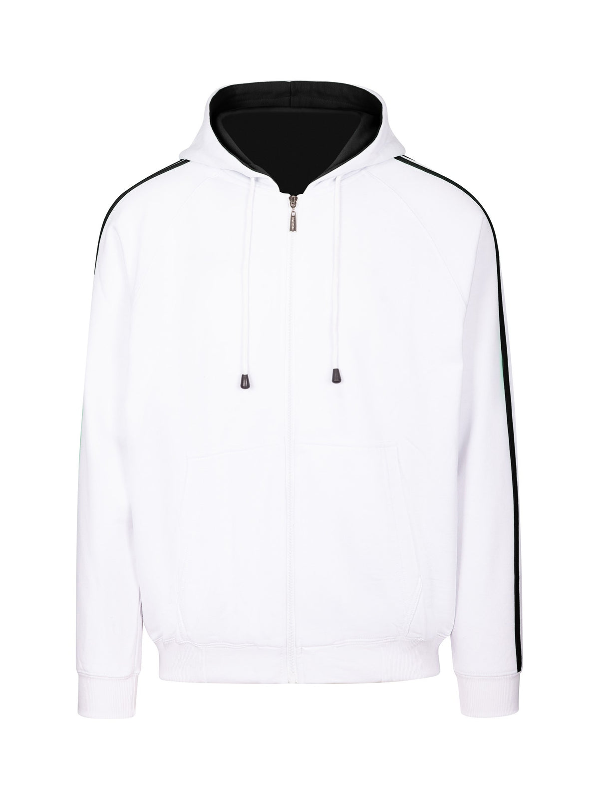 RAMO F600HZ Men’s Unbrushed Stripe Sleeve Hoodie — White/Black front