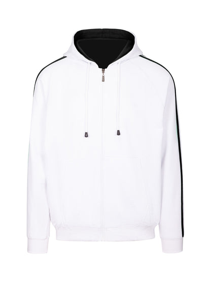 RAMO F600HZ Men’s Unbrushed Stripe Sleeve Hoodie — White/Black front