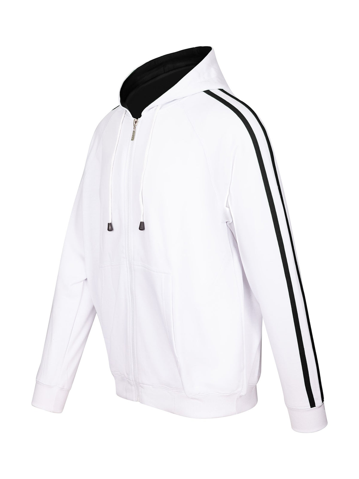 RAMO F600HZ Men’s Unbrushed Stripe Sleeve Hoodie — White/Black side