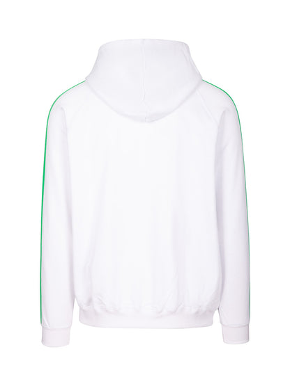 RAMO F600HZ Men’s Unbrushed Stripe Sleeve Hoodie — White/Emerald Green back