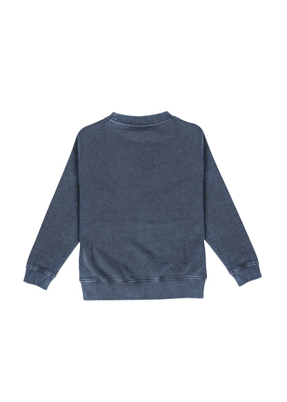 RAMO F800KS Kids’ Stone Wash Sweatshirts — Navy Blue back