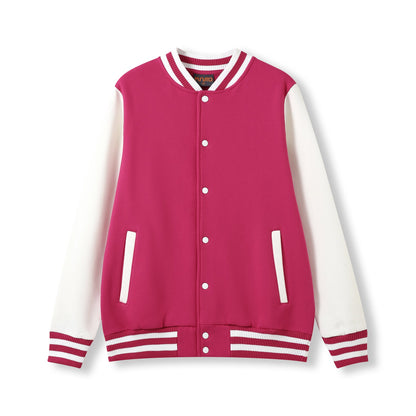 RAMO F906HO Mens Varsity Jacket — Hot Pink/White front