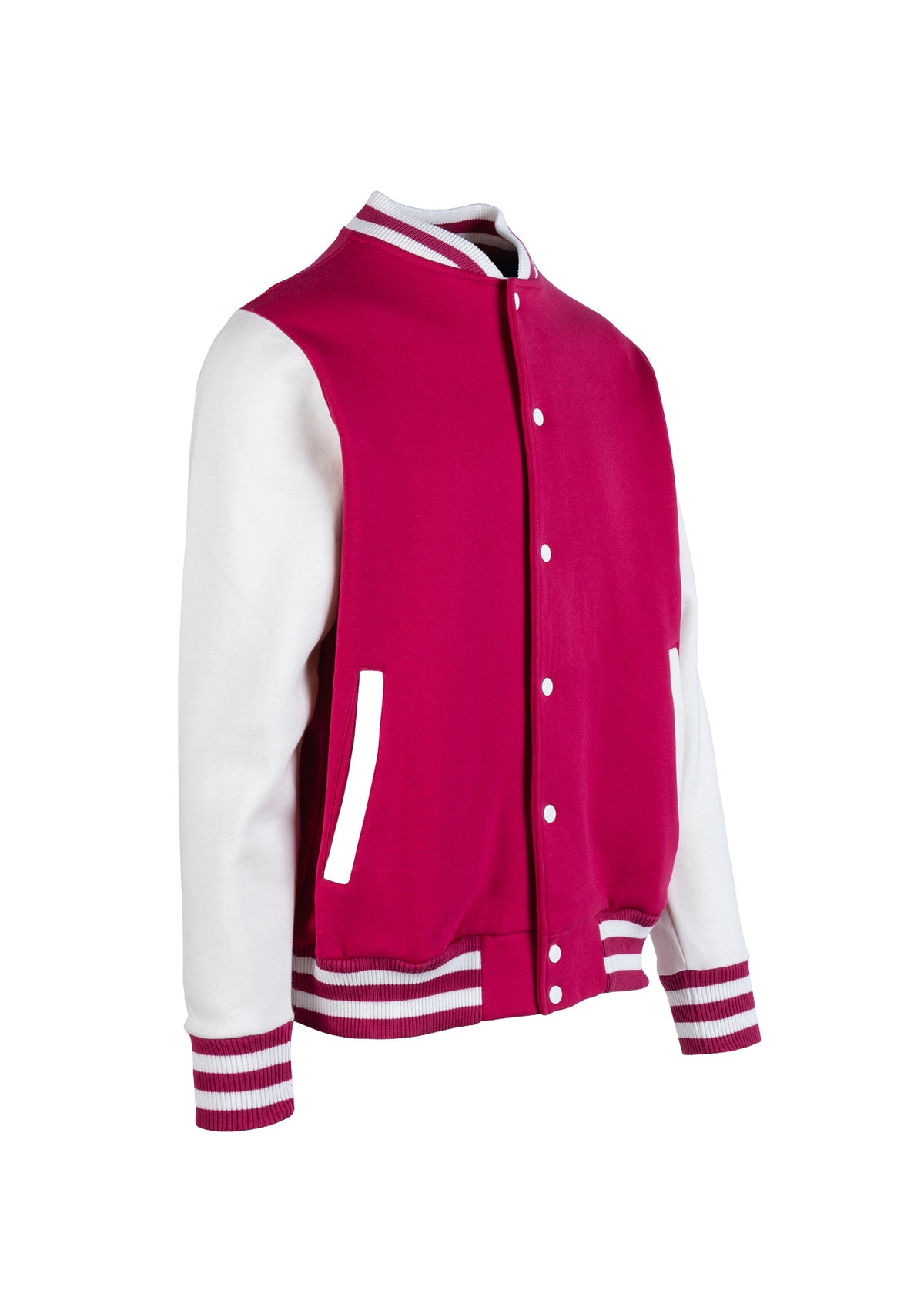 RAMO F906HO Mens Varsity Jacket — Hot Pink/White side