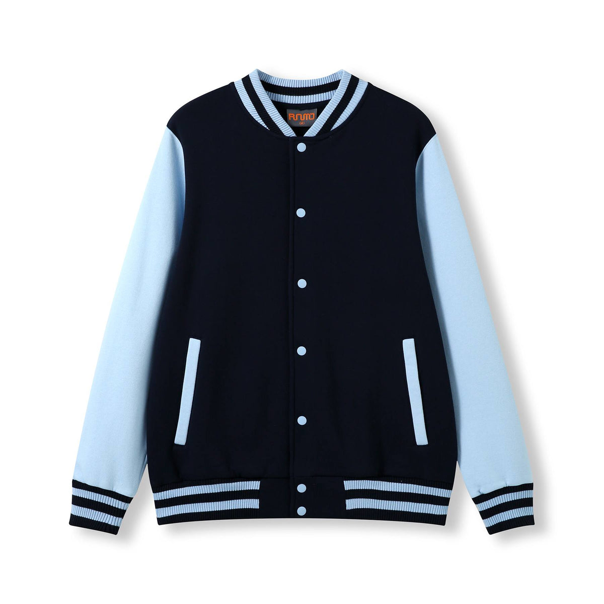 RAMO F906HO Mens Varsity Jacket — Navy/Sky front