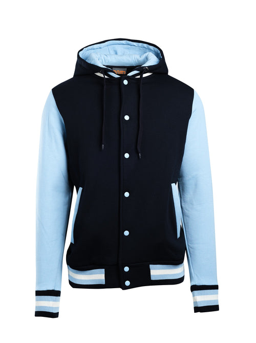RAMO Men's Varsity Jacket & Hood — Navy/Sky