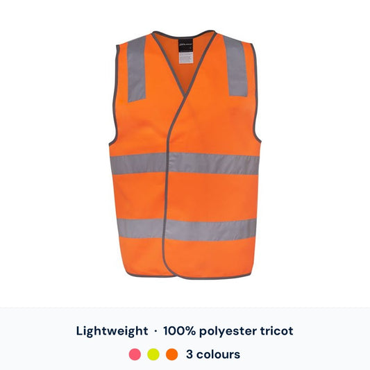 JB's 6DNSV hi vis day/night safety vest, lightweight polyester tricot, 3 colours