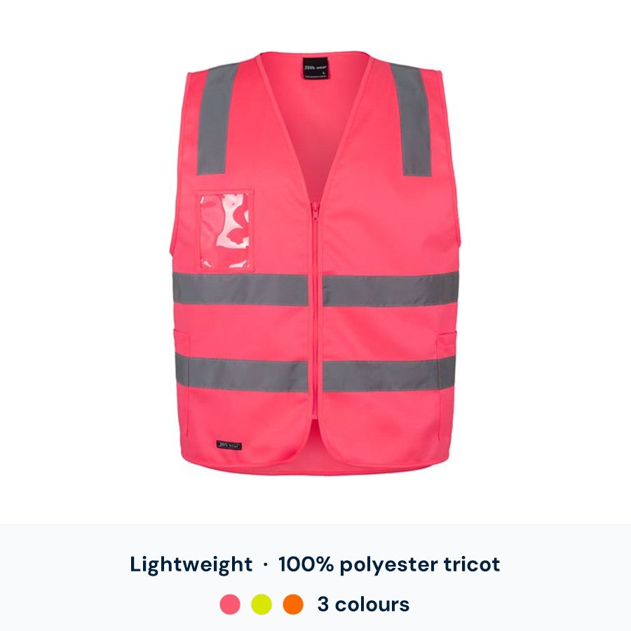 JB's Wear Hi Vis Day/Night Zip Safety Vest — Custom Logo