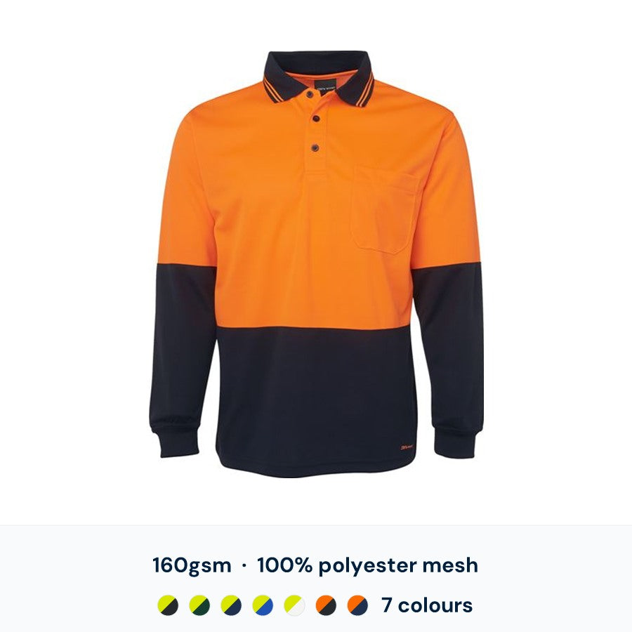 JB's Wear Hi Vis L/S Polo — Custom Logo