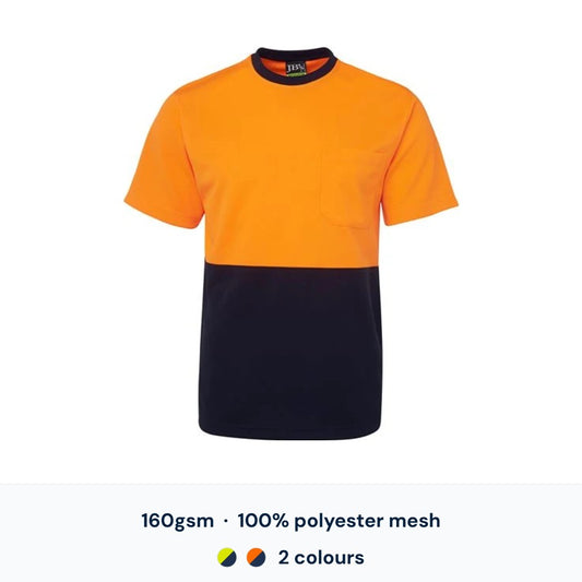 JB's Wear Hi Vis T-Shirt — 160gsm micro mesh, 2 colourways