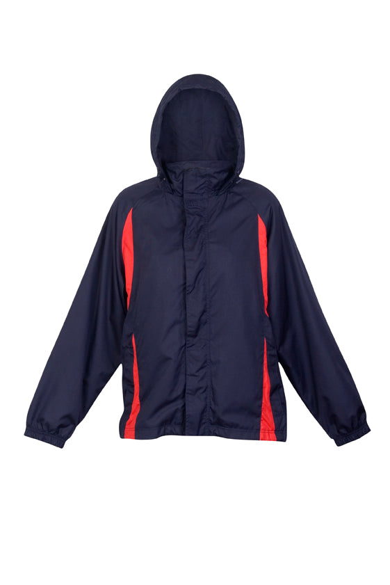 RAMO J008UN Women’s Shower Proof Sportech Nylon Jacket — Navy/Red front