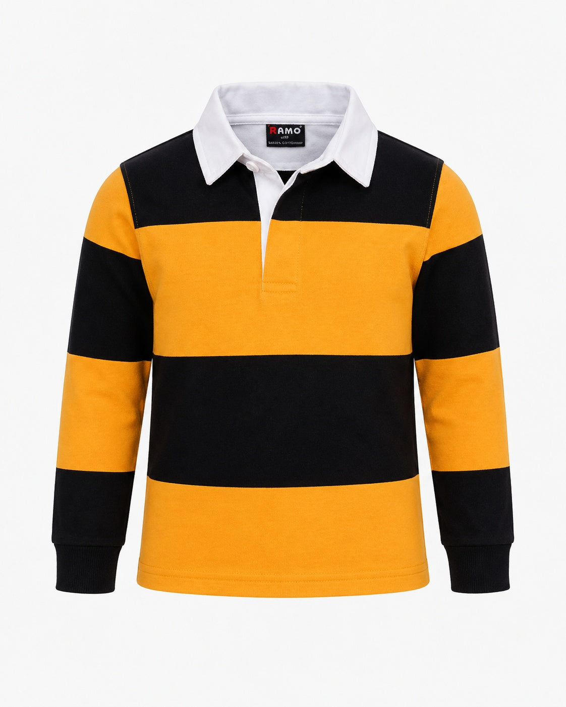 RAMO P100KS Kids' Rugby Polo — Black/Gold front