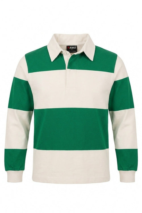 RAMO Kids' Rugby Polo — Kelly Green/Off White