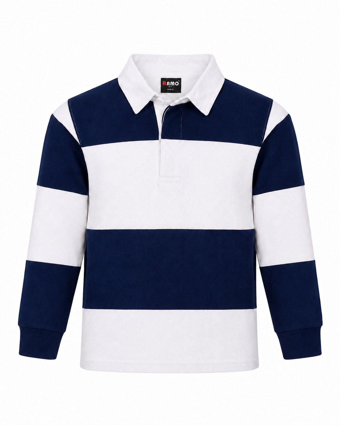 RAMO P100KS Kids' Rugby Polo — Navy/White front