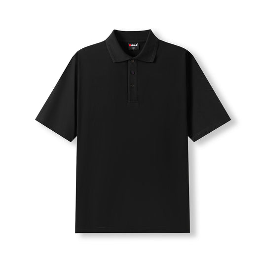 RAMO P202HS Men's 100% Cotton Jersey Polo — Black front