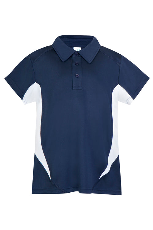 RAMO Kids’ Accelerator Polyester Polo — Navy/White