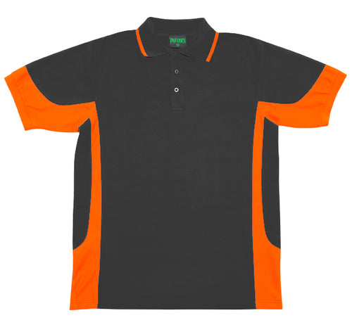 RAMO Men’s Contrast Polo — Charcoal/Orange