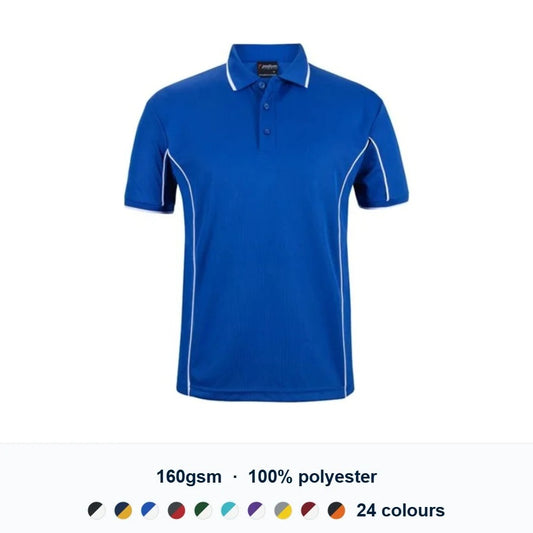 JB's 7PIP Podium Piping Polo — 160gsm 100% polyester, 24 two-tone colourways