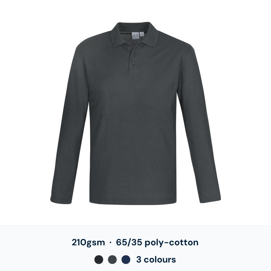 Biz Collection Crew Mens L/S Polo — Custom Logo