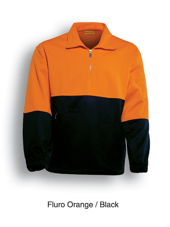 Orange / Black – Bocini Unisex Hi-Vis Half Zip Fleece SJ0411