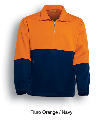 Orange / Navy – Bocini Unisex Hi-Vis Half Zip Fleece SJ0411