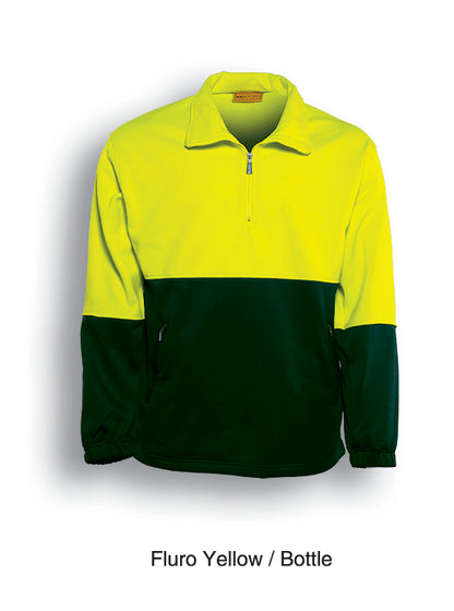 Yellow / Bottle Green – Bocini Unisex Hi-Vis Half Zip Fleece SJ0411