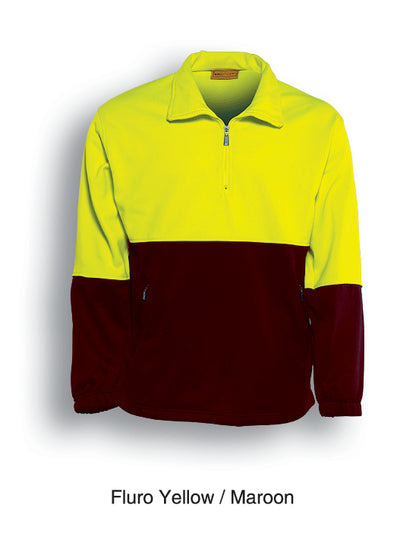 Yellow / Maroon – Bocini Unisex Hi-Vis Half Zip Fleece SJ0411