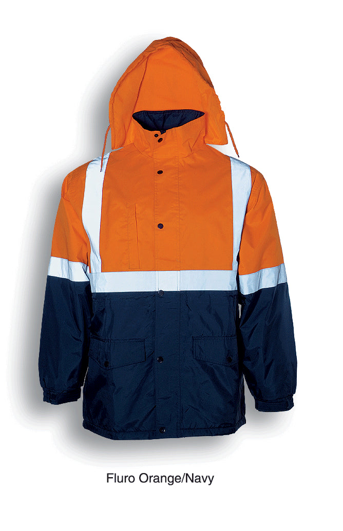 Orange / Navy – Bocini Unisex Hi-Vis Polar Fleece Lined Jacket With Reflective Tape SJ0430