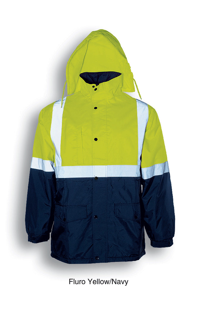 Yellow / Navy – Bocini Unisex Hi-Vis Polar Fleece Lined Jacket With Reflective Tape SJ0430