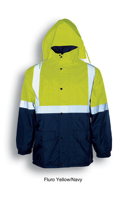 Yellow / Navy – Bocini Unisex Hi-Vis Polar Fleece Lined Jacket With Reflective Tape SJ0430