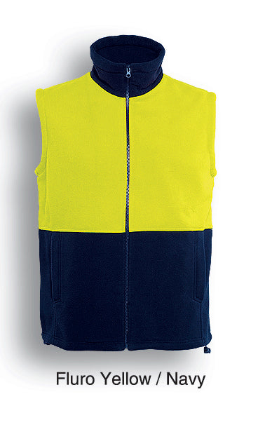 Yellow / Navy – Bocini Unisex Hi-Vis Polar Fleece Vest SJ0541