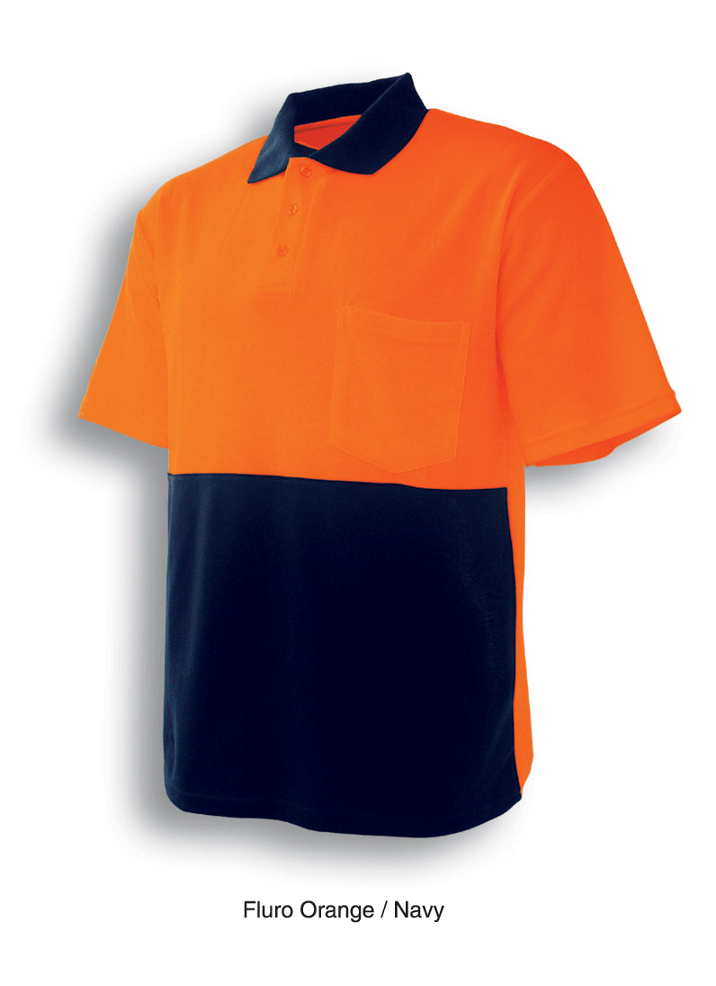 Orange / Navy – Bocini Unisex Hi-Vis Poly/Cotton Polo S/S SP0359