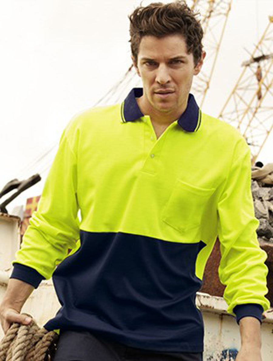 Bocini Unisex Hi-Vis Polyface / Cotton Back Polo - L/S SP0536 – official style overview