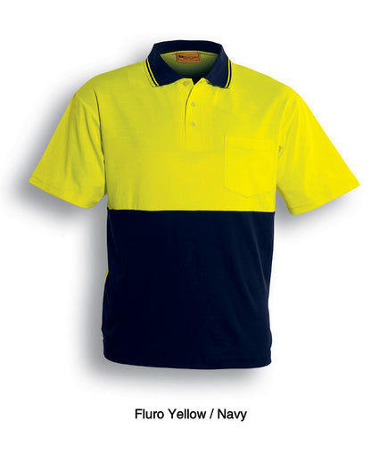 Yellow / Navy – Bocini Unisex Hi-Vis Polyface / Cotton Back Polo - S/S SP0538