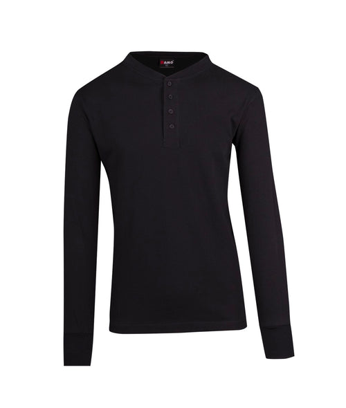 RAMO Men's Henley L/S T-shirt — Black