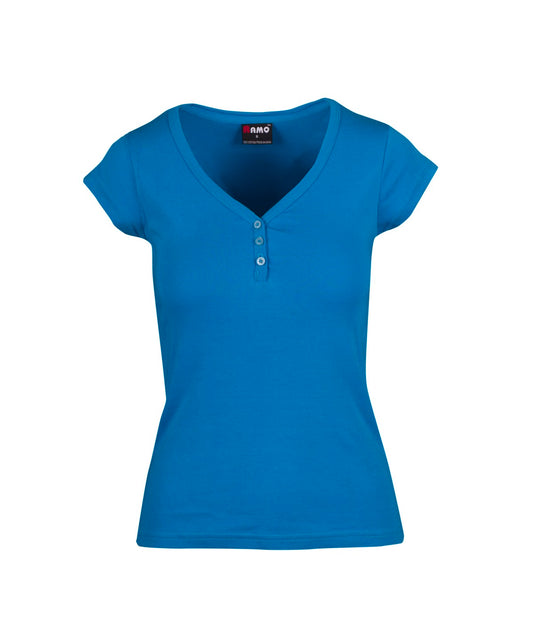 RAMO T107LD Women's Henley T-shirt — Azure front