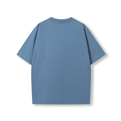 RAMO T203HO Unisex oversized Heavyweight organic Cotton Tshirt — Misty Blue back