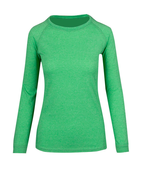 RAMO Women's Greatness Heather Long Sleeve Tee — Emerald Green Heather